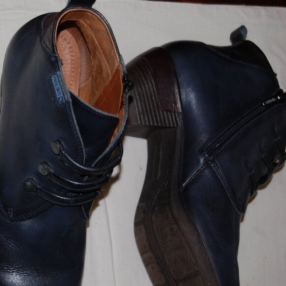Pikolinos Deep Blue Leather Short Boot With Brown Accents Size 40 - Picture 4 of 15